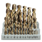 KENDO 29PCS Cobalt Drill Bit Set (1/16''-1/2''), M35 High Speed Steel, Twist Jobber Length for Hardened Metal, Stainless Steel, Cast Iron, Wood and Plastics, with Metal Index Storage Box