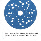 3M Hookit Blue Abrasive Discs 36157, Multi-Hole, 5 in, 80+ Grade, Pack of 50, Virtually Dust-Free, for Auto Sanding, Body Repair, Featheredging, Primer Sanding, Paint Preparation, E-Coat Sanding
