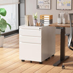 Superday 3 Drawer Mobile Locking File Cabinet, Metal Rolling Vertical File Cabinet with Drawers, Small Under Desk Lateral Cabinets for Office and Home, Fully Assembled Except