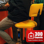 Shop Stool with Backrest, Mechanic Garage Stool for Workshop, Adjustable Shop Stools Chair, Padded Workbench Stools for Men Women, 300 LBS Capacity, 360° Swivel PVC Seat, Heavy Duty, Yellow