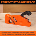 JORGENSEN Chamfer Plane, Edge Corner Plane with 4 Cutter Heads, Storage Space - Hand Plane for Woodworking, Carpenter Woodworking Tools for Edge Trimming of Wood, Edge Corner Flattening