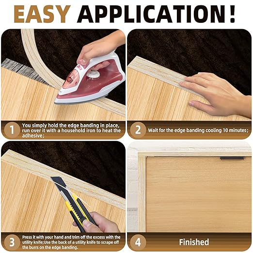 GSCIT Club Oak Edge Banding, 1/2 inch x 50ft roll of Veneer Edge Banding -Pre-glued Flexible, Real Wood Tape Banding for Cabinet Repair Furniture Restoration