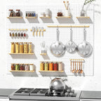 Peg Board, 6PCS Metal Pegboard, Heavy Duty pegboard Wall Organizer with Frame. White pegboard for Walls, Garage, Workbench, Craft Room Tool Organization, Metal peg Board Panels 12in*12in