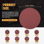 80 Pcs 6 Inch Sanding Disc 80/120/180/320/400/600/800/1000 Grit Round Hook and Loop Sandpaper for Random Orbital Sander Automotive Car