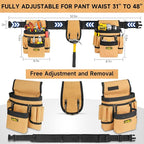 Tool Belt,Magnetic Tool Pouch,27-Pockets Heavy Duty Padded Tool Belts for Men,Detachable & Adjustable Tool Pouch Bag for Electrician,Carpenter,Construction,Work Apron,Utility Belt,Black,Brown