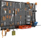 TORACK Metal Pegboard Wall Organizer System for Garage, 109PCS Pegboard Accessories Organizer Kit with Pegboard Bins, Hooks, Peg Locks, Pegboard Storage System for Workbench(Black)