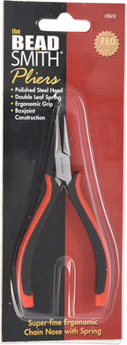 The Beadsmith Chain Nose Pliers – Fine Tips – 5 inches (127mm) – Ergonomic Handle with Double Leaf Springs – Jewelry Making Tool for Creating Bracelets, Earrings and Necklaces