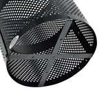 Global Industrial 32 Gallon Outdoor Perforated Steel Round Trash Can with Rain Bonnet Lid, Plastic Liner and Anchor Kit Included, 23-1/2" Diameter x 40-1/2"H, Black