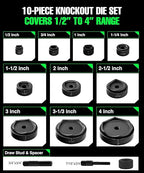 1/2" - 4" Hydraulic Knockout Punch Set | 15 US Tons | Knock Out Set with 10 Dies | Punching Capacity 11-16 Gauge | 1 Year WARRENTY | Staten Tools