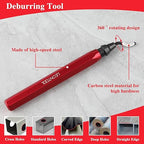 Deburring Tool with 11 Carbon Steel Blades, Rotary Burr Removal Blades with Metal Handle, 360 Degree Rotary Head Deburring Tool for Metal, Copper Pipe, 3D Printing, Resin, PVC