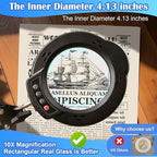 2-in-1 Desk Lamp & Clamp Light, 10X Magnifying Glass with Light and Stand, 5 Color Modes 10 Brightness Dimmable LED Desk Lamp,14.5inch Adjustable Swing Arm for Reading Crafts Painting Close (Black)