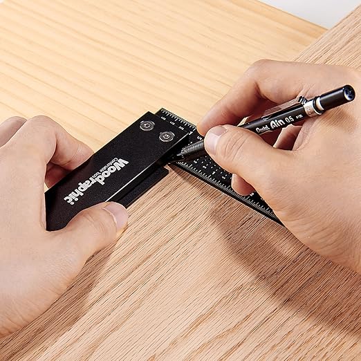 Precision Square Ruler for Measuring and Marking - Aluminum Steel Framing Tool for Professional Carpentry Use (Inch Set - 4 & 12)