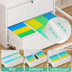 Superday Lateral File Cabinet 2 Drawer Metal File Cabinet with Lock, White Filing Cabinets for Home Office, Locking Filing Cabinets Hanging Files Letter/Legal/F4/A4