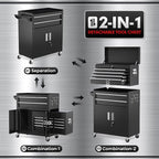 INTERGREAT Rolling Tool Chest with Wheels and 8 Drawers, Detachable Large Tool Cabinet with Lock for Garage, Locking Mechanic Tool Cart with Black Liner for Warehouse, Workshop, High Capacity
