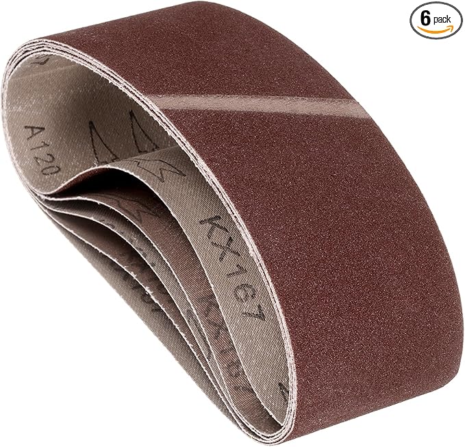 6 Pcs Sanding Belts 3 x 21 Inch 120 Grit Aluminum Oxide Abrasive Sandpaper for Belt Sander Metal Grinding Wood Working Weld Rust Removal