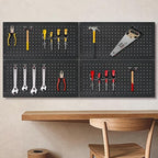 4 Packs 24"x12" Pegboard Wall Organizer, Metal Pegboard Panels Tool Organizer, Pegboard Storage System for Shop, Workbench, Black Metal Peg Boards for Walls