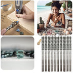 Diamond Drill Bits 1.5mm 20 Pieces Compatible with Dremel Collet Included Twist Tip Jewelry Beach Sea Glass Shells Gemstones Lapidary Ornament Bracelet Necklace Arts Crafts