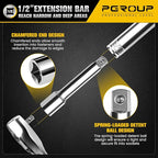 1/2-Inch Drive Ratchet Wrench, 90-Tooth Quick-release Reversible Ratchet Wrench with an Extension Bar(3 inch), 10" Long Socket wrench, 4-Degree Swing, Full Polished, Cr-Mo Head For Gifting, Repairing