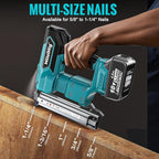 Cordless Brad Nailer Compatible with Makita 18V Lithium-Ion Battery, 18 Gauge 5/8 to 1-1/4 Inch Nail Gun with 1 x 3.0Ah Rechargeable Battery, Powered Electric Tool Set Brushless Motor