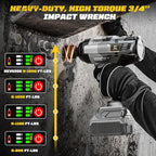 Cordless Impact Wrench 3/4 inch compatible with Dewalt 20V Battery, 1850ft-lbs (2500N.m) Brushless Electric Impact Gun, High Torque Impact Driver, Bare Tool Only, Heavy-Duty Automotive & Industrial