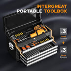 INTERGREAT Black Tool Chest, 5-Drawer Rolling Tool Storage Cabinet with Detachable Top Tool Box, Tool Chest with Universal Lockable Wheels, Metal Tool Cart for, Workshop, Barbershop