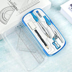Lifreer Geometry Set,10 Pcs Protractor and Compass Set, Math and Ruler Set for Students, Class Supplies, and School - Essential Compass Geometry Tools for Precision and Quality (Blue)
