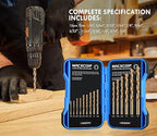 Cobalt Drill Bit Set, 15Pcs M35 High Speed Steel Jobber Length Drill Bit Kit for Hardened Metal, Stainless Steel, Cast Iron, Wood and Plastic, with Index Storage Case, 1/16"-3/8"