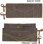 Denifiter Wrench Roll Up Pouch, Heavy Duty Waxed Canvas Tool Bag Tool Organizer Bag With 20+4 Pockets (Brown)