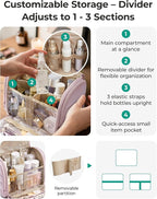 BAGSMART Hanging Toiletry Bag with Removable Partition, Puffy Water-resistant Fabric, Cosmetic Bag Makeup Bag for Full Sized Toiletries, Nude Pink