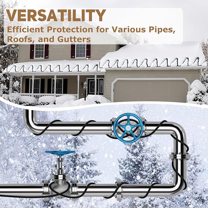HEATIT JHSF1 Self Regulating Pre-Assembled Heating Cable with Spacer and Clips, Heat Tape for Roof Deicing and Pipe Freeze Protection,120V 5W/ft, 150FT