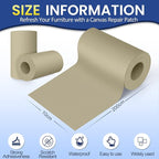 Self-Adhesive Canvas Repair Tape, 4" x 79" Waterproof Canvas Repair Patch, Fabric Patch Repairs Kit for Furniture, Tents, Sunbrellas, Boat Covers Awnings, Couches, Clothes, Bags Khaki