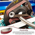 Blulu 22 Pieces Sanding Belts and Sanding Discs Set Includes 4 x 36 Inch Belts (80/120/150/240/400 Grits) and 6 Inch Self Adhesive No Hole Alumina Disc for Bench Combination Sander Woodworking