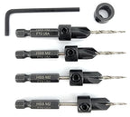 FTG USA Adjustable Wood Countersink Drill Bit Set 4 Pc #4 (7/64") with Tapered Drill Bit for Woodworking