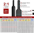 Chanzon 2:1 Ratio 5/32" (4mm) Heat Shrink Tubing 8Ft Roll (2.5M Total Length) Black Polyolefin Sleeving Wrap Shrinking 2 to 1 1pcs