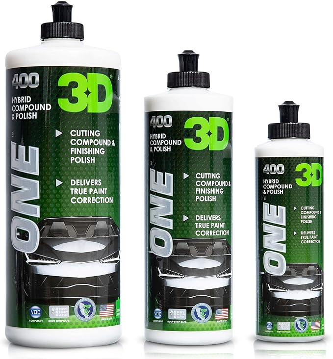 3D One Car Scratch & Swirl Remover Hybrid Rubbing Compound & Polish Buffing Compound for True Paint Correction 8oz Made in USA