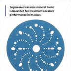 3M Hookit Blue Abrasive Disc 321U Multi-Hole, 36176, 6 in, 180, 50 Discs