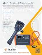 TEMPO 551 Advanced Underground Utility Locator, IP54-rated Underground Wire Locator, Buried Wire Locator, Dual-Frequency Underground Wire Tracer