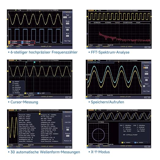OWON Digital Oscilloscope with Dual-Channel Channels and Screen 7 inch / 18 cm, TFT-LCD Display, Portable Professional Oscilloscope Kit with 1GS/s Sampling Rate, Bandwidth 100MHz,SDS210