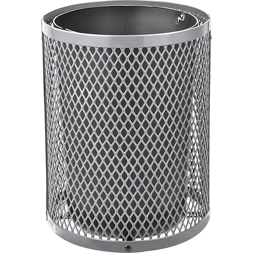 Global Industrial 36 Gallon Outdoor Steel Trash Can with Dome Lid, Plastic Liner and Anchor Kit Included, 23-1/2" Diameter x 40" H, Powder Coat Finish, Unassembled, Gray