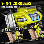 SILVEL 2" Cordless Brad Nailer, 2-in-1 21V Electric Brad Nailer with 2 * 2.0Ah Battery, 1000pcs Nails, 18GA Staples, Adjustable Depth for Woodworking, Home Improvement, Green