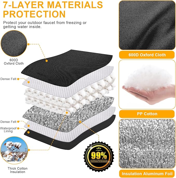 Backflow Preventer Cover Insulated (5˚F) - 14" W x 26" H Backflow Cover for Winter Pipe Freeze Protection - Sprinkler Covers for Outside - Double Wall Insulation Cover Black