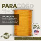 The Paracord Store | Type III 550 Paracord - 1000 FT Spool, Goldenrod | Heavy Duty 7 Strand Tactical Paracord - USA Made Nylon Outdoor Parachute Cord for Camping, Fishing & More - Survival Cord