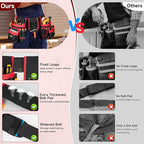 Tool Belt,Magnetic Tool Pouch,27-Pockets Heavy Duty Padded Tool Belts for Men,Detachable & Adjustable Tool Pouch Bag for Electrician,Carpenter,Construction,Work Apron,Utility Belt,Black,Red