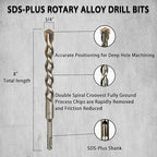 Direko 10-Piece 3/4 inch x 8 Inch SDS Plus Rotary Hammer Drill Bits Carbide Tipped Concert Drill Bits for Concrete, Brick, Cement Walls, Stone, Hammer Drill Bits for Concrete
