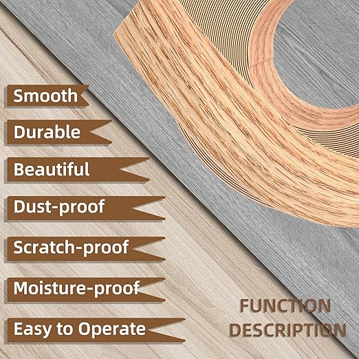 GSCIT Club Red Oak Edge Banding, 5/8 inch x 100ft roll of Veneer Edge Banding -Pre-glued Flexible, Real Wood Tape Banding for Cabinet Repair Furniture Restoration