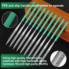 10PCS Diamond Files Half Round Set,Precision Needle File Set,Super Hard Black Nickel Coated Alloy File,Diamond Coated Files for Filing Metal,Ceramic,Stone,Jewelry,Glass.120 Grit,5×180mm