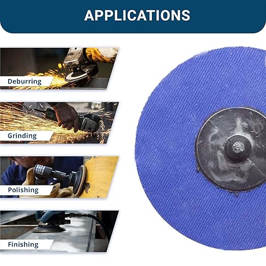 Benchmark Abrasives 2 Inch Sanding Discs Quick Change Zirconia - Male R Type Backing Drill & Die Grinder Sanding Disc for Deburring Polishing Rust Remover for Metal Paint Stripper (25 Pack), 60 Grit