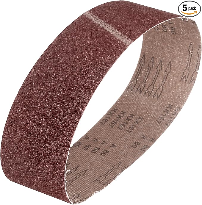 HARFINGTON 4 x 36 Inch Sanding Belts, 5 Pcs 80 Grits Aluminum Oxide Belt Sander Abrasive File Belt for Woodworking, Metal Polishing, Knife Sharpener