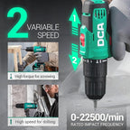 20V Cordless Hammer Drill Set, 354 In-lbs Torque, 1/2" Keyless Chuck, 22500 IPM, 2 Variable Speeds, 18+1+1 Position, Power Impact drill with 14 Drill/Driver Bits for Brick, Metal, Wood ADJZ2035i13