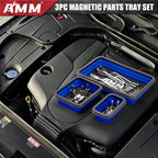AMM Foldable Magnetic Parts Tray Set, 3 Different Size Magnetic Tool Trays for Bolts Screws Nuts & Small Metal Parts, Mechanic Tool Present for Men，Blue